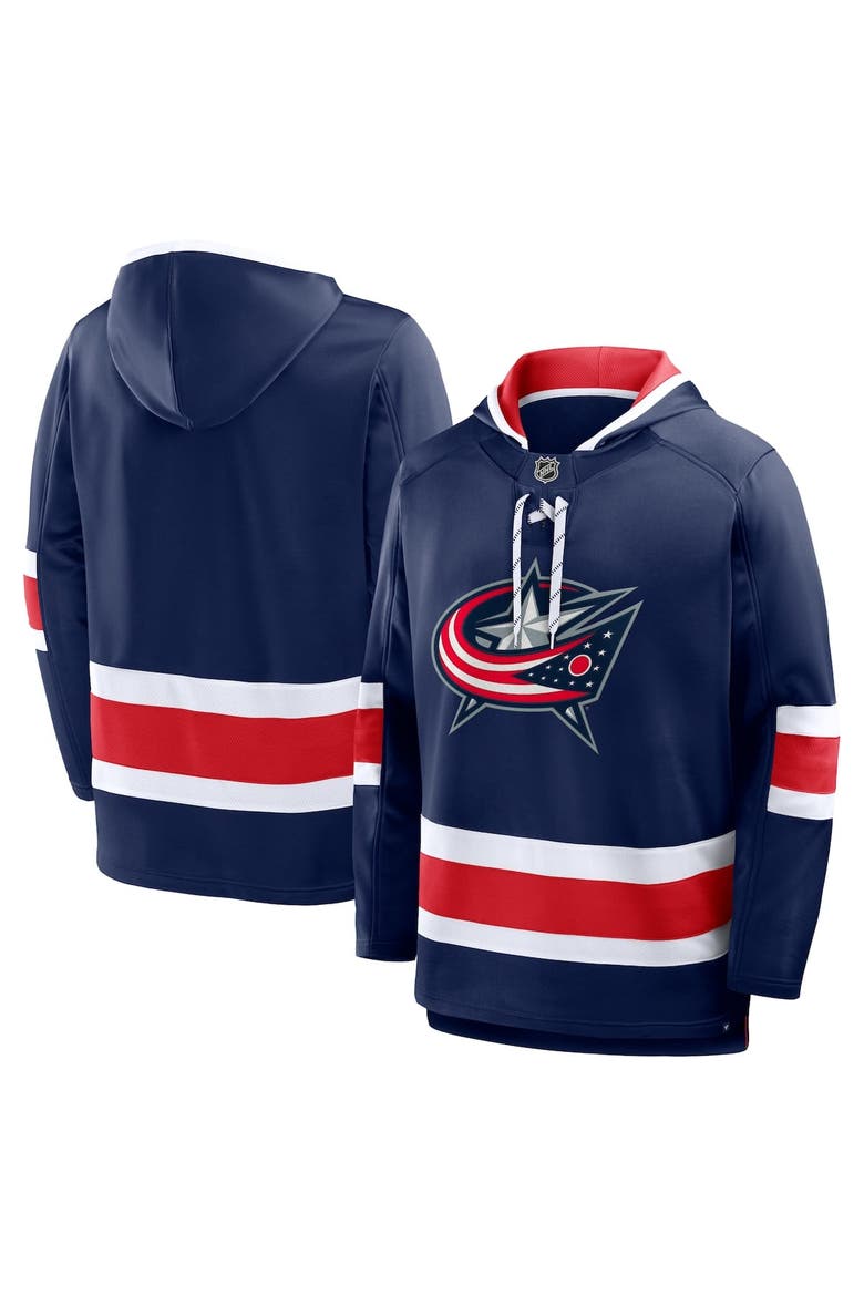 Men's Fanatics Navy Columbus Blue Jackets Prime Time Fleece Hoodie, Alternate, color, Navy