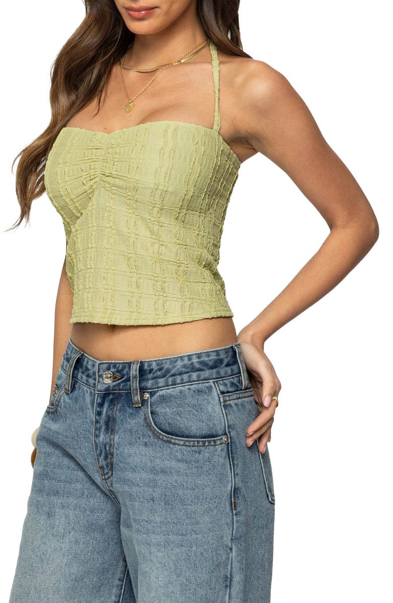 EDIKTED Galya Textured Halter Top, Alternate, color, Sage