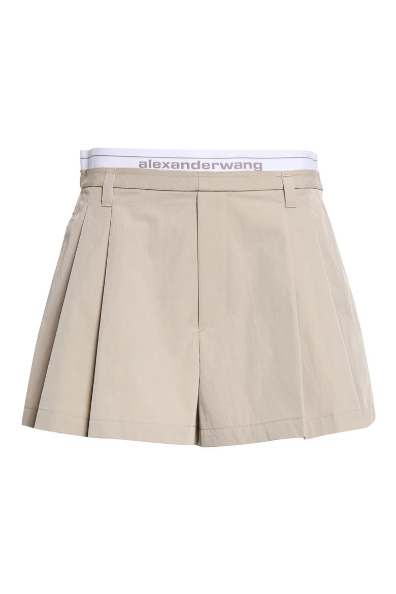 Pleated High Waist Shorts, Main, color, STONE