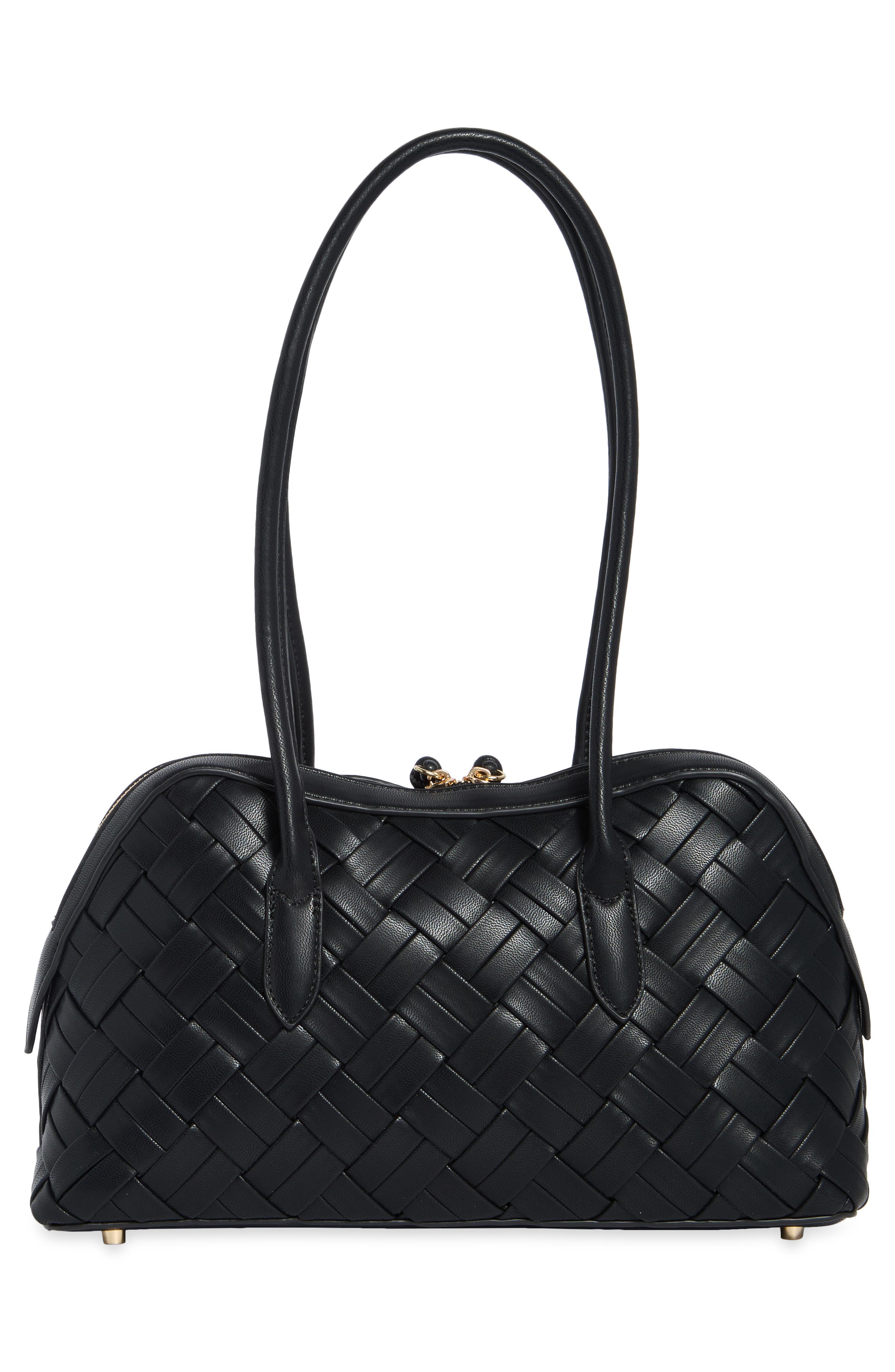 Woven Shoulder Bag, Alternate, color, BLACK