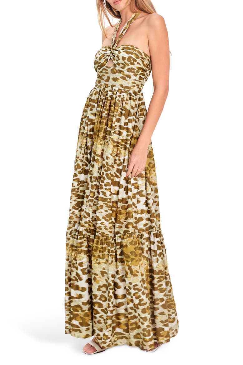 Halter Neck Maxi Dress, Alternate, color, LEOPARD
