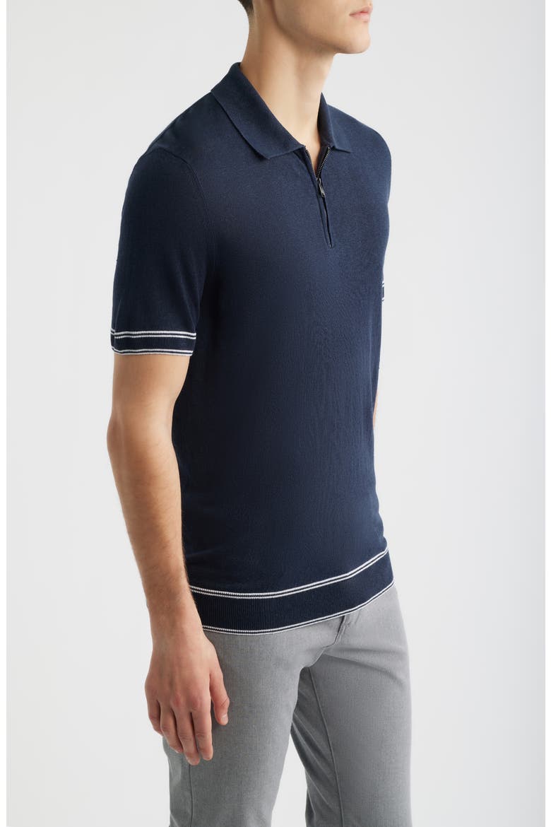 Norbertino Cotton Short Sleeve Tipped Sweater, Alternate, color, DARK BLUE