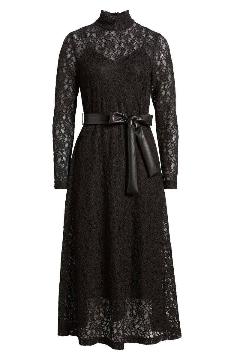 Anne Klein Long Sleeve Lace Midi Dress, Alternate, color,