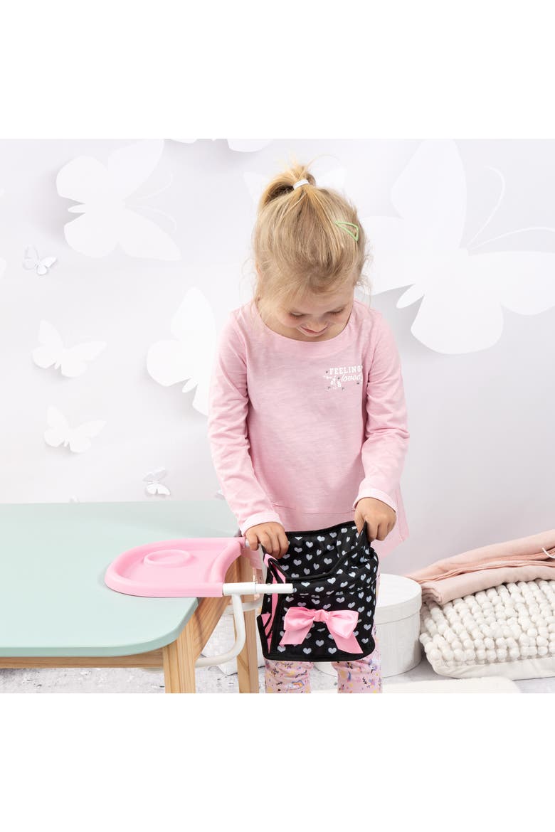 Table Seat Black, Pink Hearts, Folding, Attachable, Alternate, color, Multicolored
