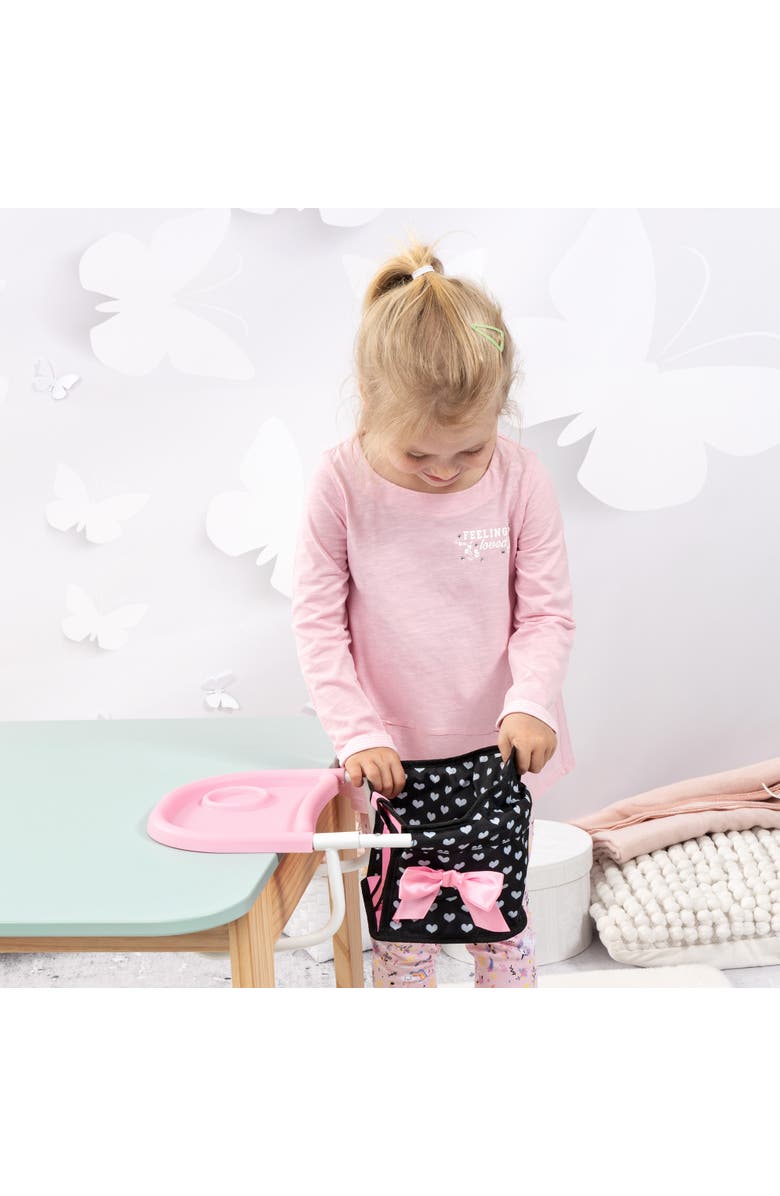 Bayer Design Table Seat Black, Pink Hearts, Folding, Attachable, Alternate, color, Multicolored