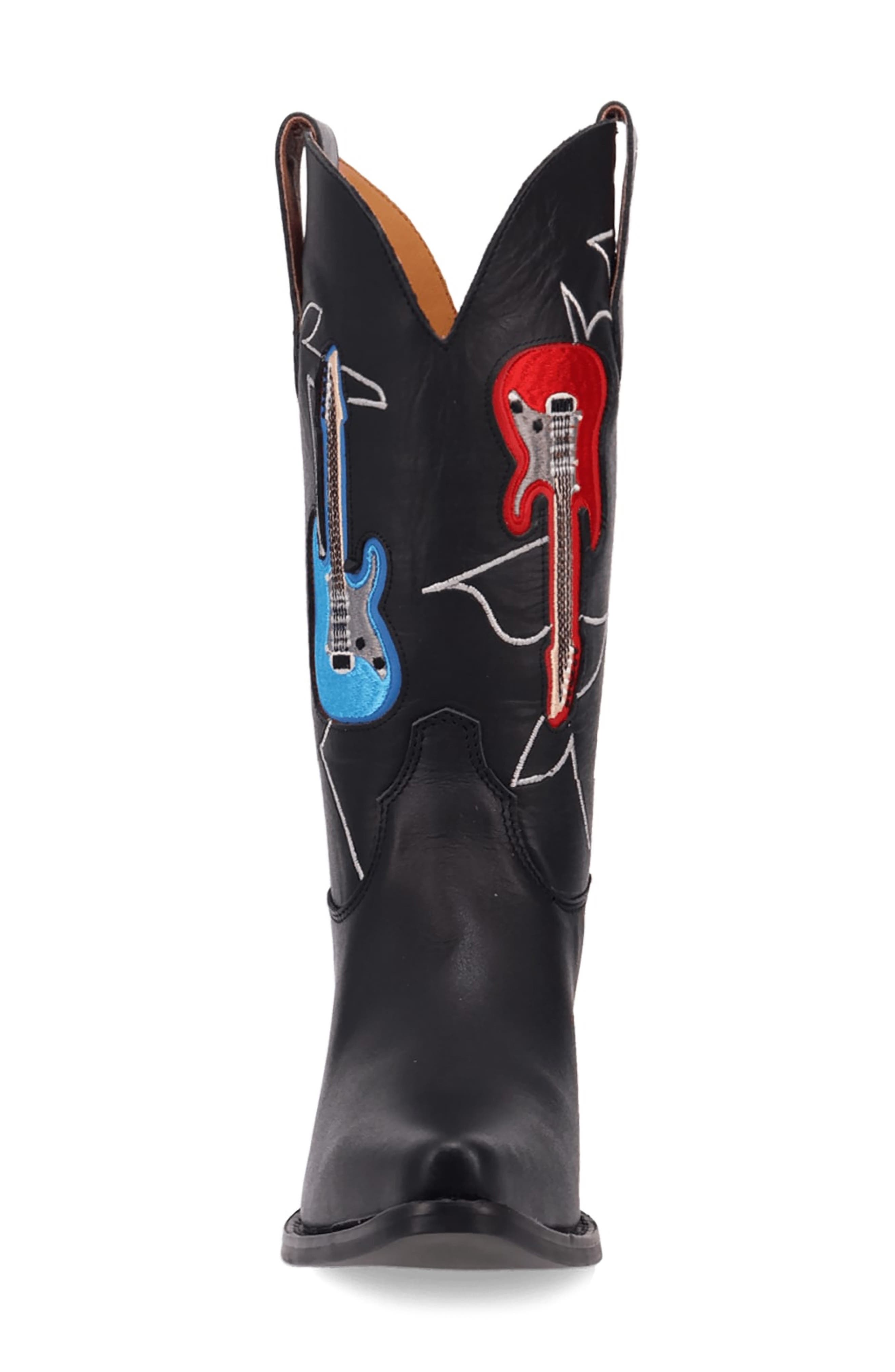 Jukebox Embroidery Western Boot, Alternate, color, BLACK