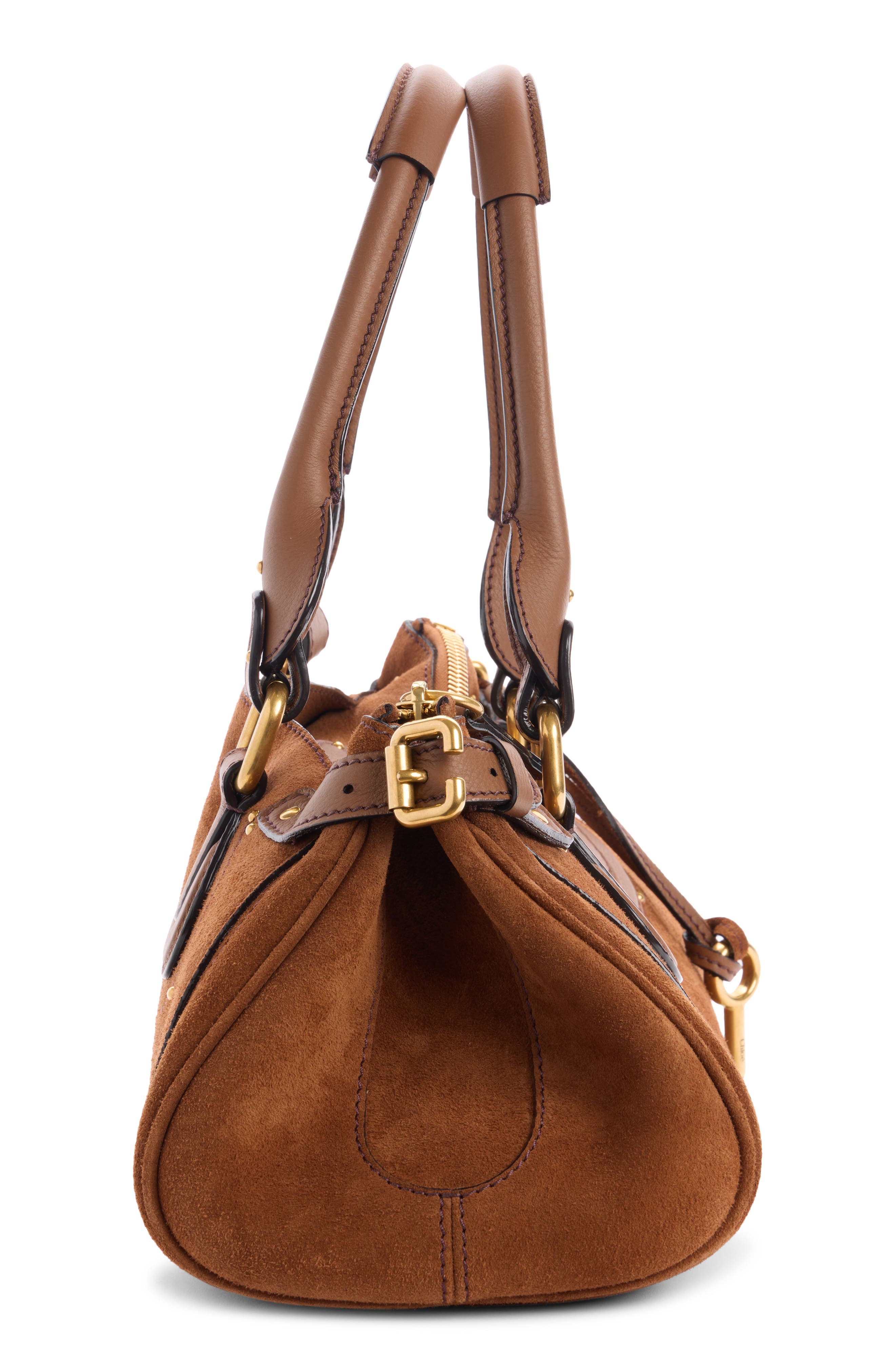 Chloé Paddington Suede Satchel, Alternate, color, 