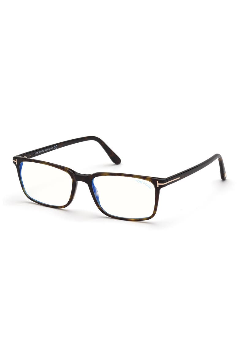 54mm Rectangular Blue Light Blocking Glasses, Alternate, color, HAVANA ROSE GOLD / T LOGO