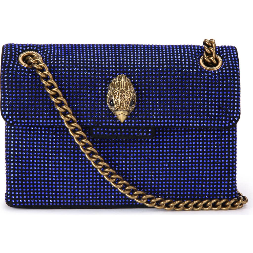 Kurt Geiger London Mini Kensington Embellished Fabric Convertible Crossbody Bag In Blue