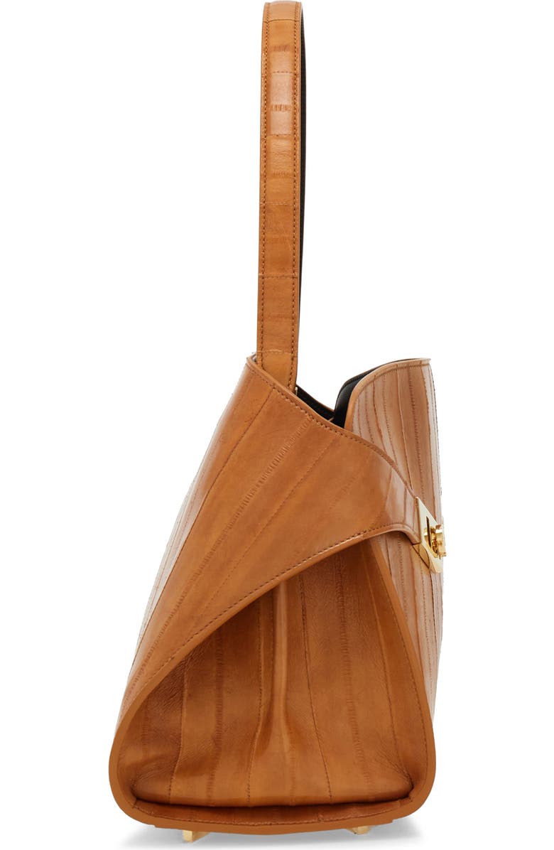 FERRAGAMO Small Hug Eelskin Leather Shoulder Bag, Alternate, color, Beige/ Testa Di Moro