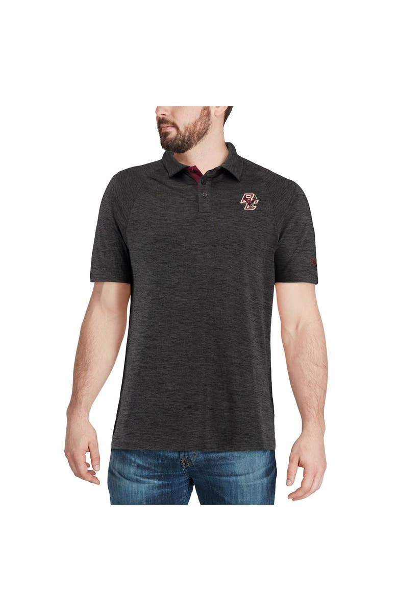 COLOSSEUM Men's Colosseum Heathered Black Boston College Eagles Down Swing Polo, Alternate, color, Heather Black