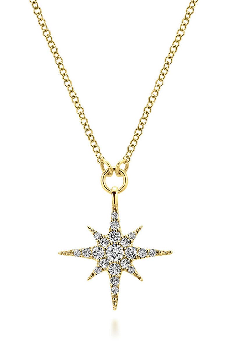 Diamond Starburst Pendant Necklace, Main, color, GOLD