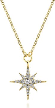 Gabriel & Co. Diamond Starburst Pendant Necklace