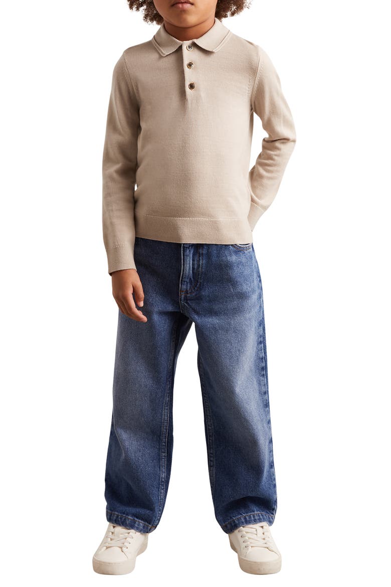 Kids' Trafford Jr. Wool Polo Sweater, Alternate, color, WASHED STONE