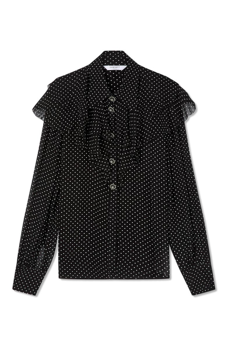 Margaux Ruffle Shirt, Alternate, color, BLACK MULTI