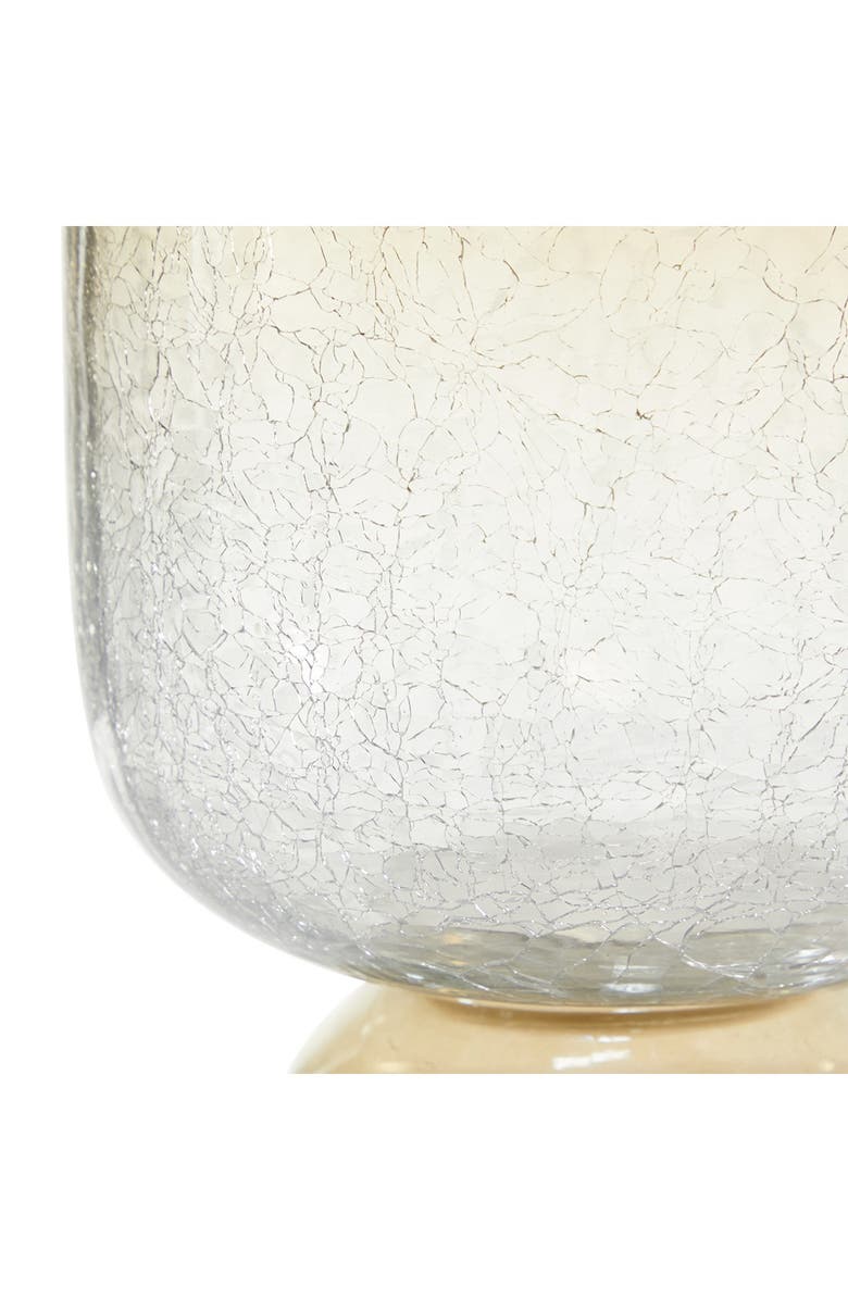 WILLOW ROW Brown Glass Handmade Turned Style Pillar Hurricane Lamp with Smoked Glass Finish, Alternate, color, 