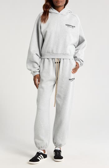 Fear of God Essentials Cotton Blend Fleece Crop Hoodie | Nordstrom