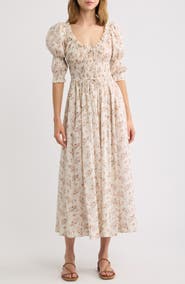 DÔEN Ischia Floral Organic Cotton Midi Dress