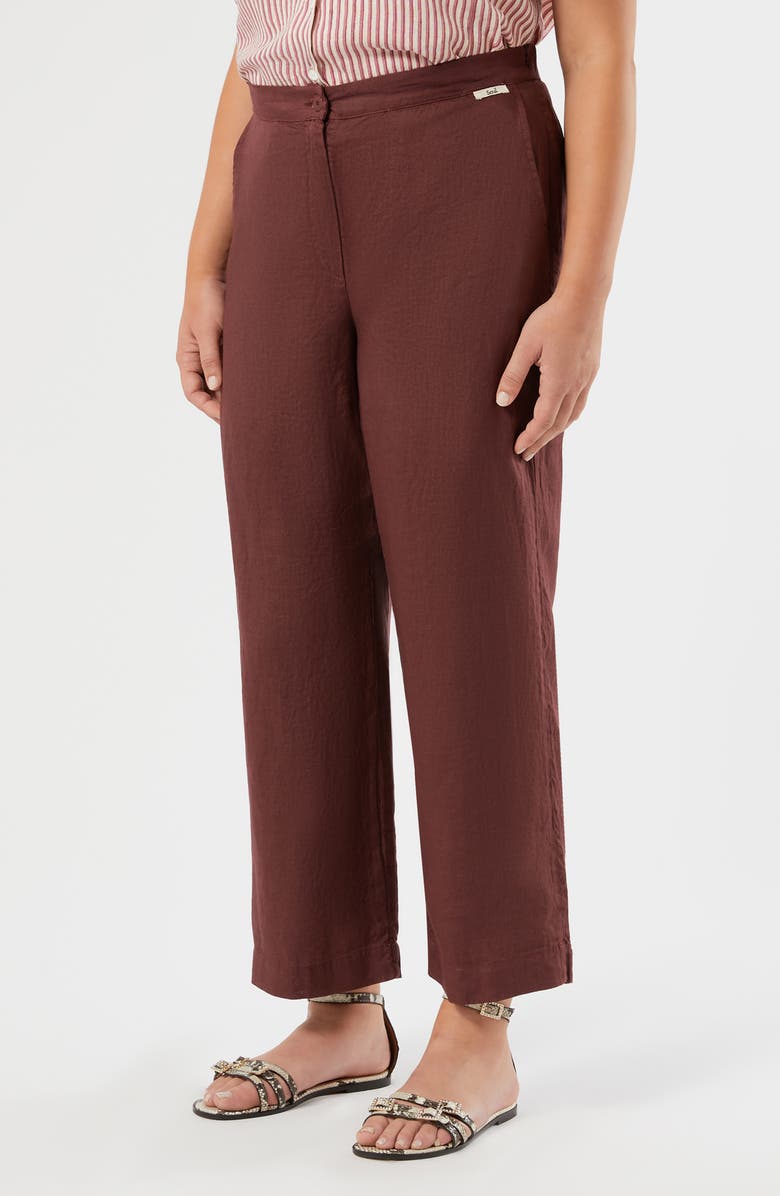 Marina Rinaldi Vorafo Wide Leg Linen Pants, Main, color, Bordeaux