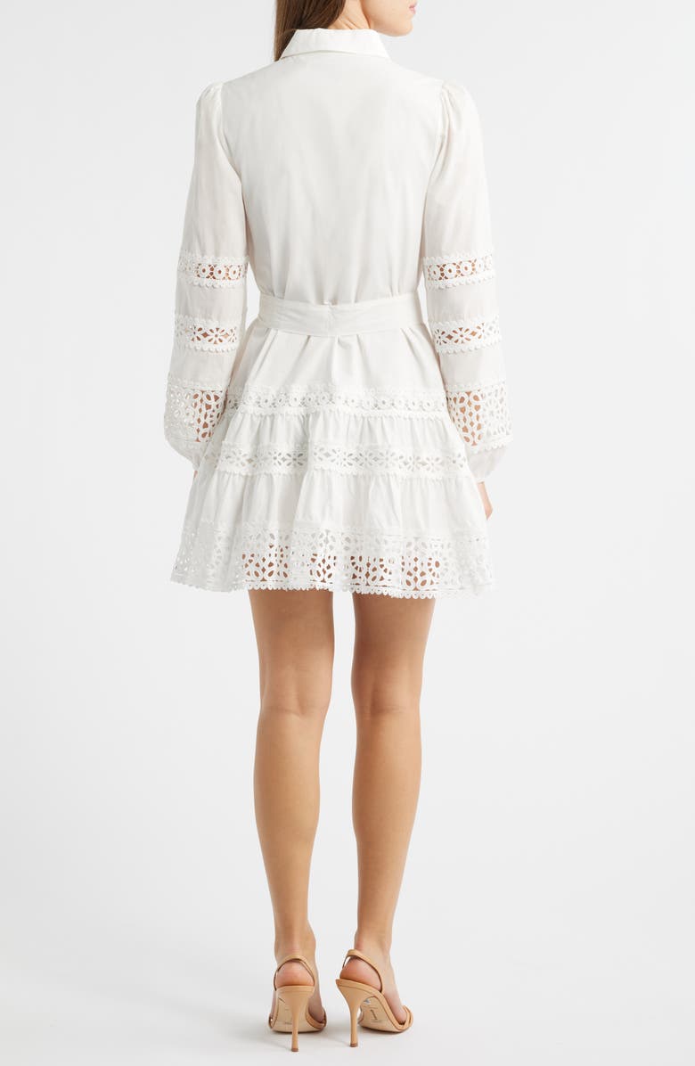 LAYERED WITH LOVE Aubrey Lace Trim Tie Waist Long Sleeve Minidress, Alternate, color, 