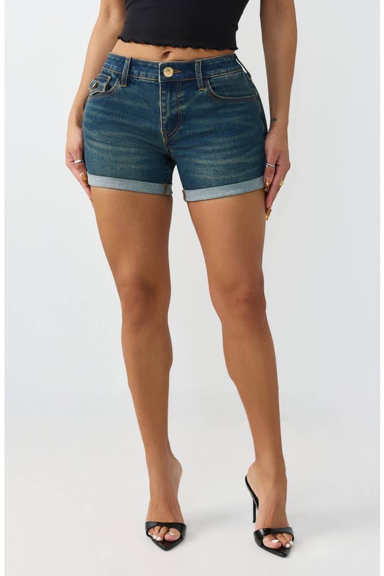 Jayde Cuffed Jean Shorts, Main, color, DARK THUNDERBOLT