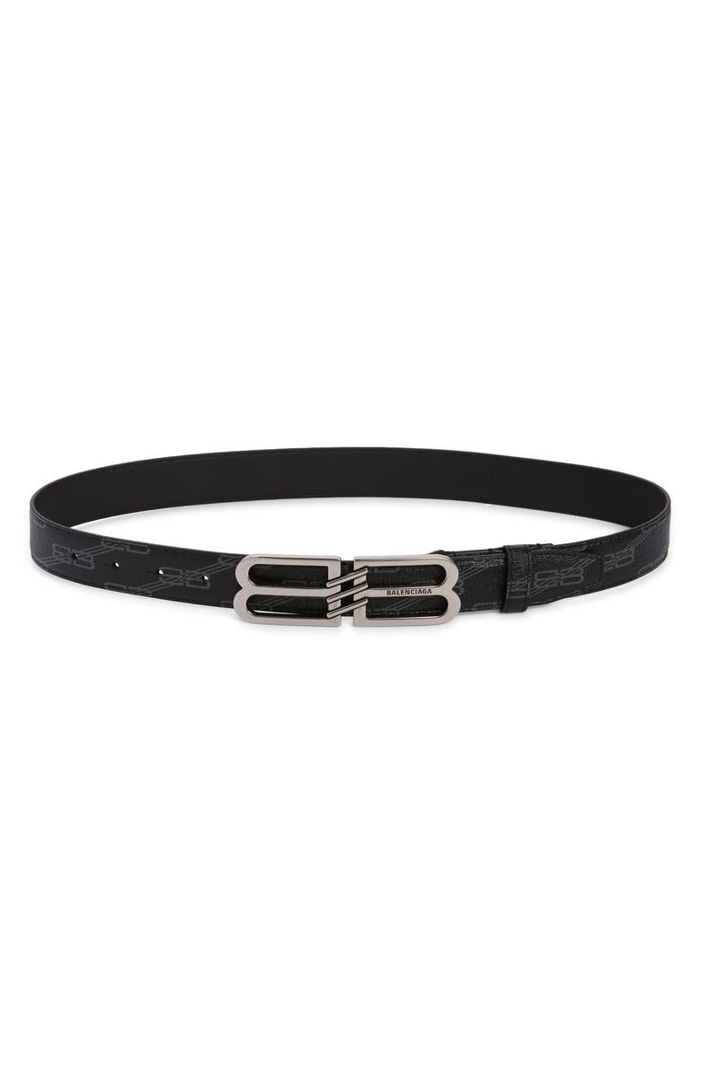 Balenciaga Logo Coated Stretch Canvas Belt, Main, color, 