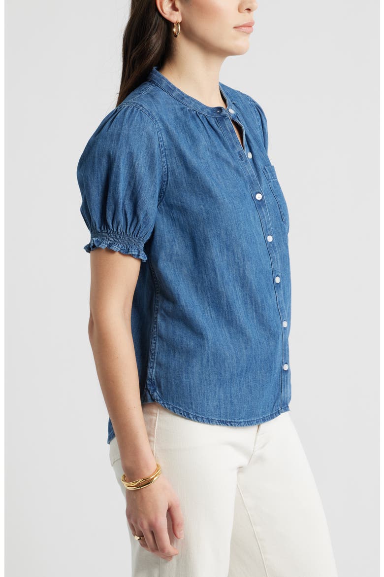 Chambray Button-Up Shirt, Alternate, color, DARK WASH