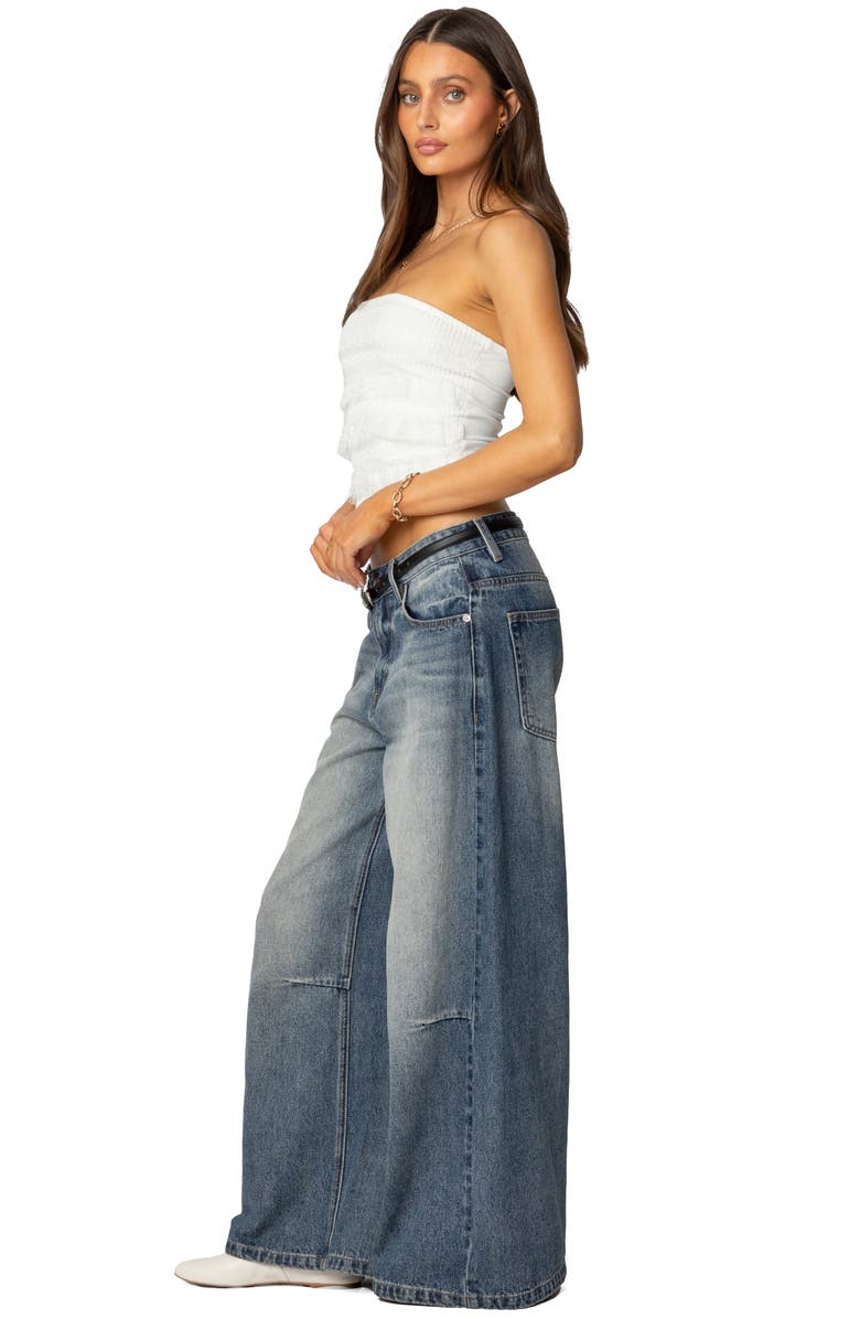 EDIKTED Georgette Lacey Ruffle Tube Top, Alternate, color, White