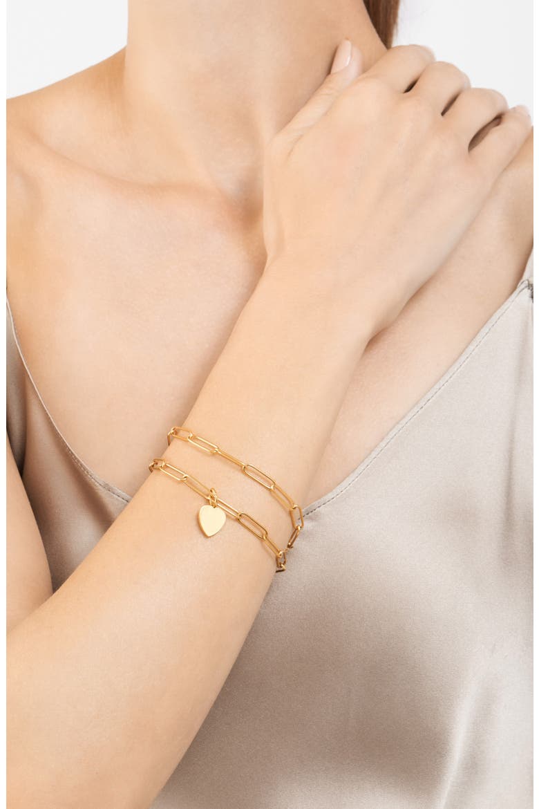 Set of 2 Assorted Paper Clip Chain Bracelets, Alternate, color, GOLD