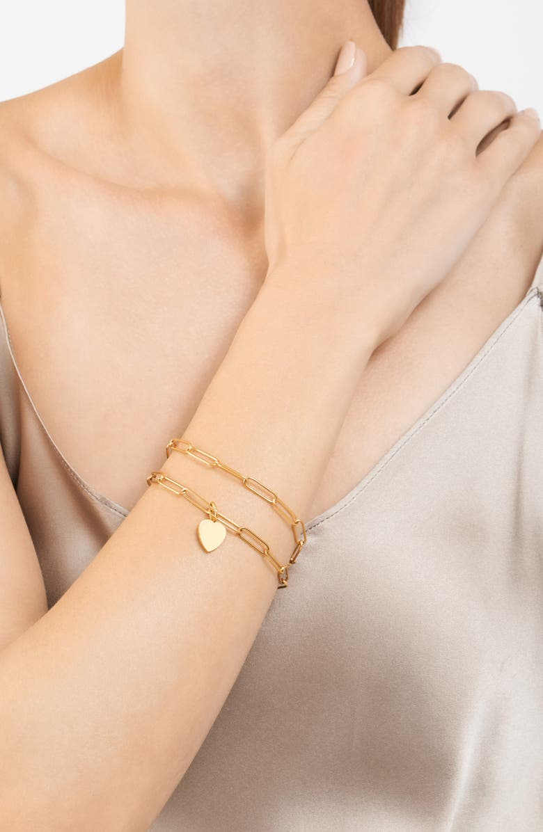 Adornia Set of 2 Assorted Paper Clip Chain Bracelets, Alternate, color, Gold