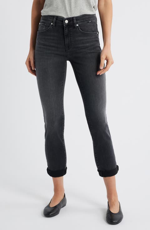 Kathleen High Waist Slim Jeans (Smoke Brushed Feather Blue)