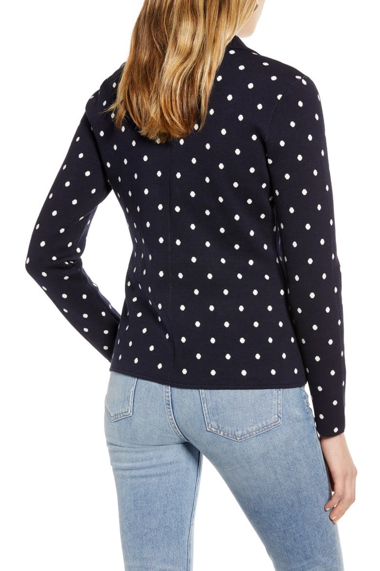 Sweater Blazer, Alternate, color, IVORY- NAVY DOT