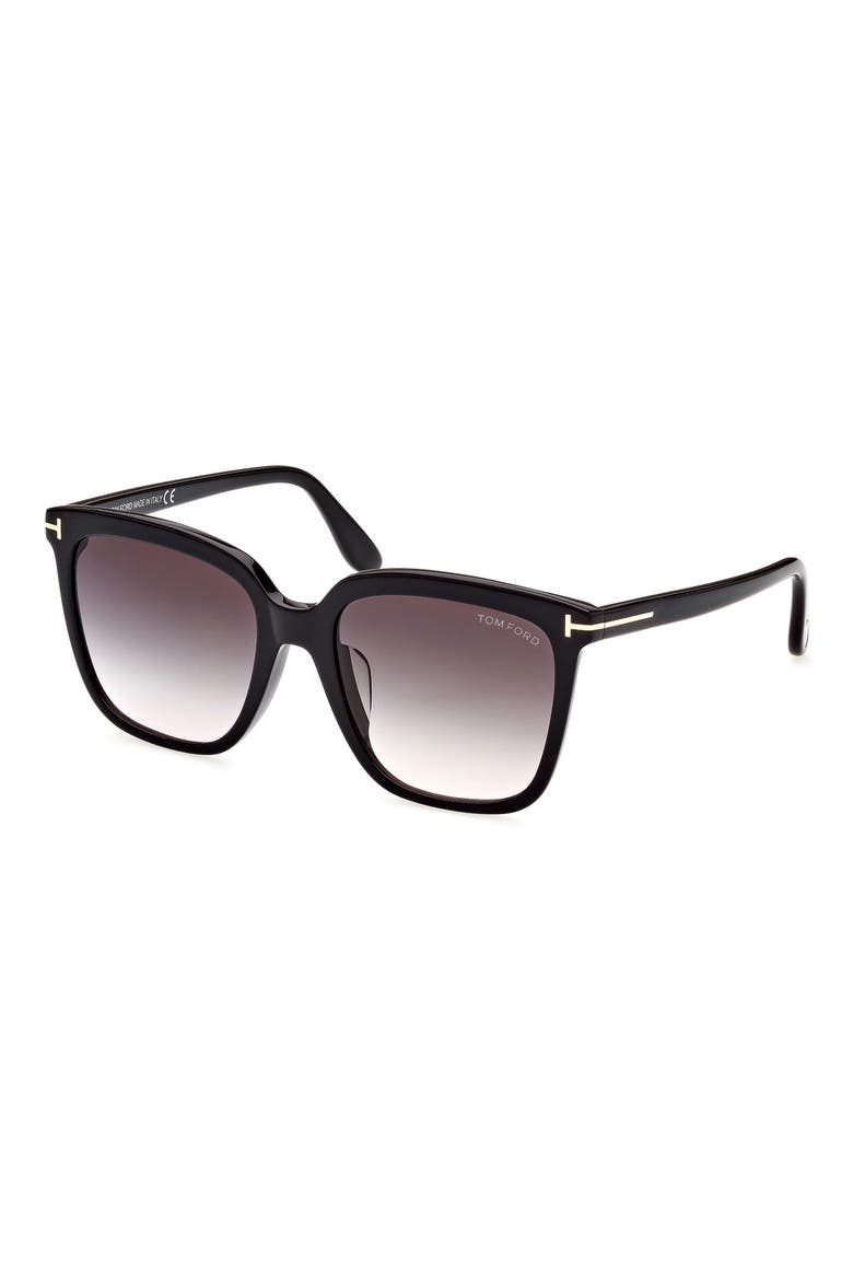 55mm Butterfly Sunglasses, Alternate, color, SHINY BLACK / GRADIENT SMOKE