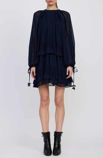 En Saison Nicolette Tiered Ruffle Long Sleeve Trapeze Dress
