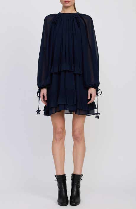 En Saison Nicolette Tiered Ruffle Long Sleeve Trapeze Dress