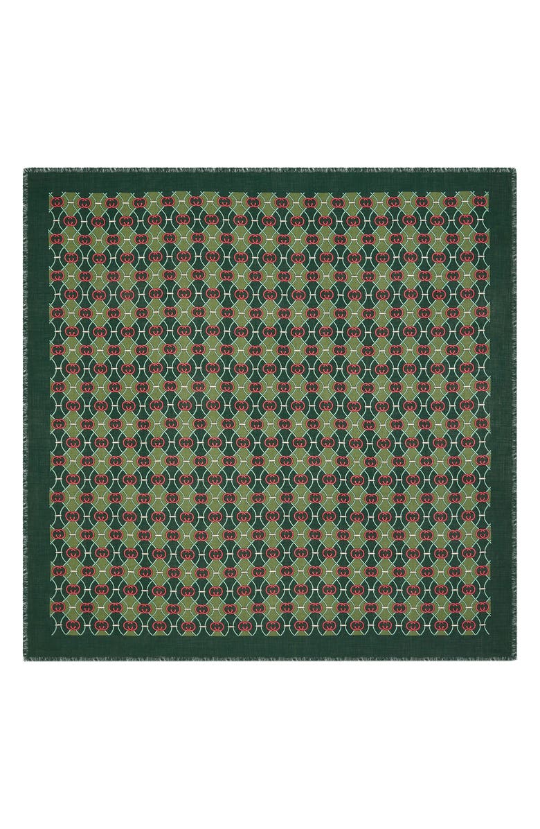 Gucci Interlocking G Print Wool & Silk Scarf, Main, color, 