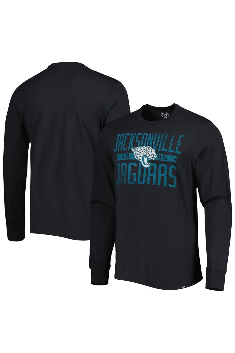 Men's '47 Black Jacksonville Jaguars Brand Wide Out Franklin Long Sleeve T-Shirt, Main, color, Black