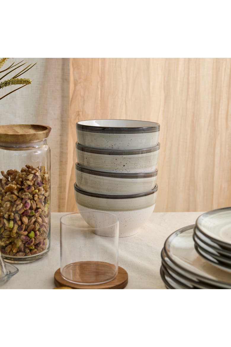 Harlow Earthenware 24-Piece Dinnerware Set, Alternate, color, Beige