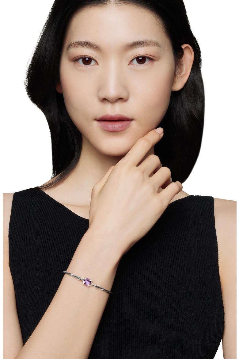 Chatelaine® Bracelet in Sterling Silver with Semiprecious Stones and Diamonds, 3mm, Alternate, color, AMETHYST