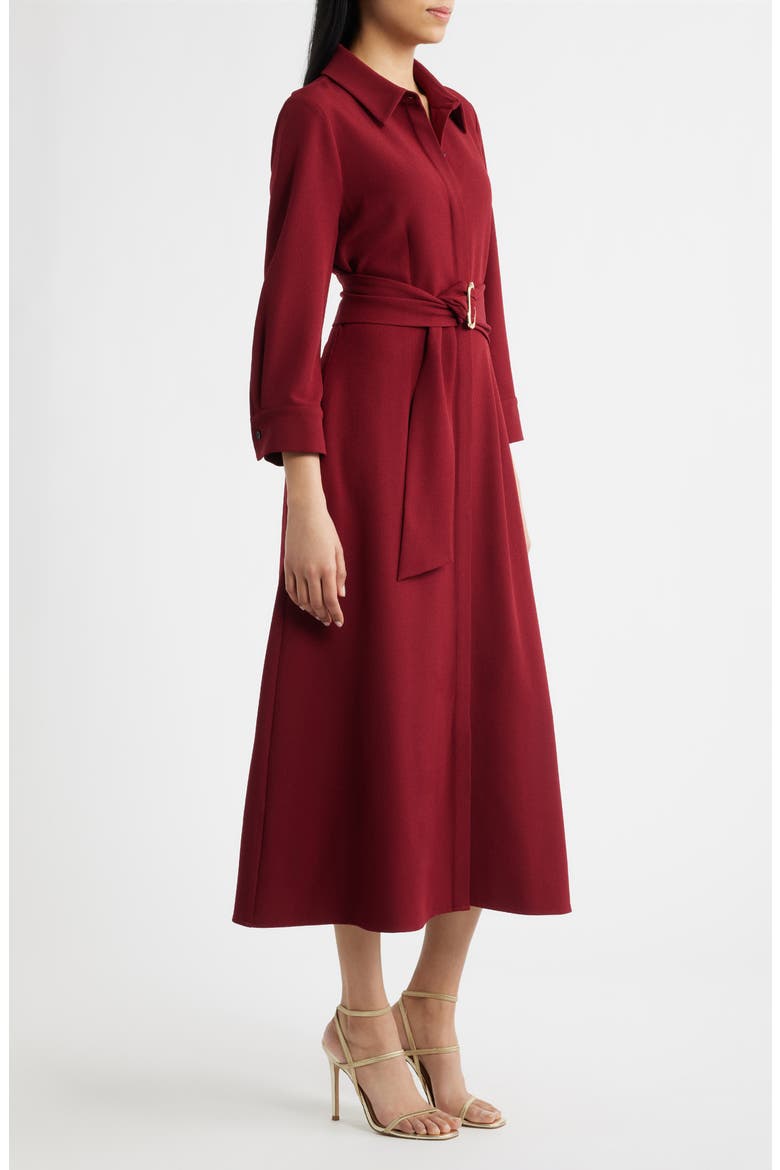 Belted Midi Shirtdress, Alternate, color, BURGUNDY