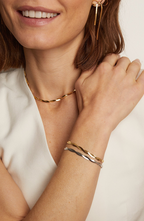 Aurate New York Herringbone Twist Bracelet In White