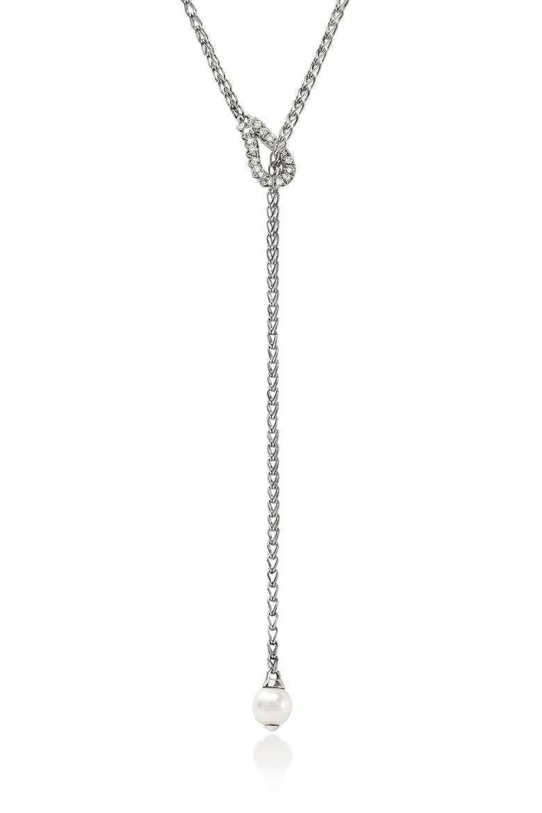 Surf Silver & Diamond Necklace, Main, color, STERLING SILVER