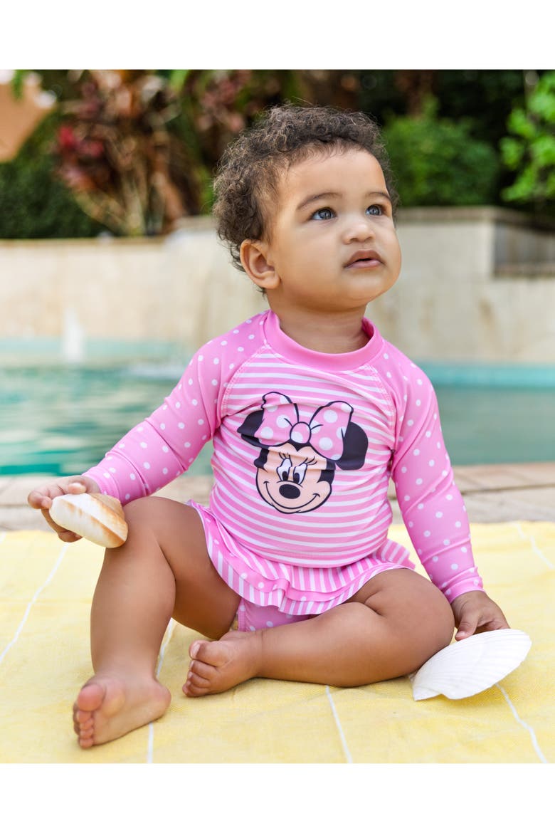 Minnie Mouse UPF 50+ 2-Piece Rash Guard and Bikini Set, Alternate, color, Minnie Mouse Pink