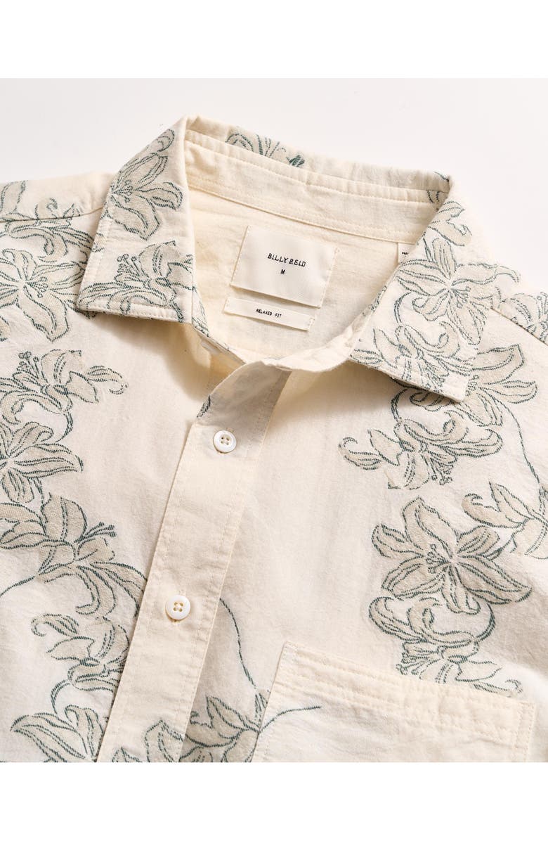 Billy Reid Watercolor Lily Short Sleeve Button-Up Shirt, Alternate, color,