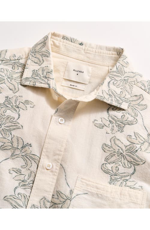Billy Reid Watercolor Lily Short Sleeve Button-up Shirt In Highway Grey