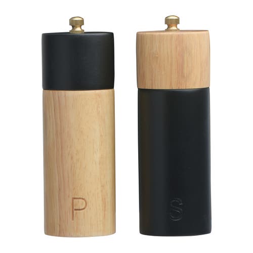 Storied Home 2-tone Rubberwood Salt And Pepper Mills, Black And Natural In Multi