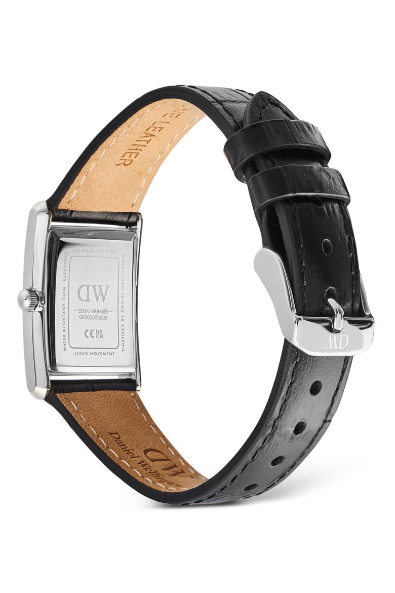 Bound Tank Leather Strap Watch, 22mm x 32mm, Alternate, color, SILVER-TONE