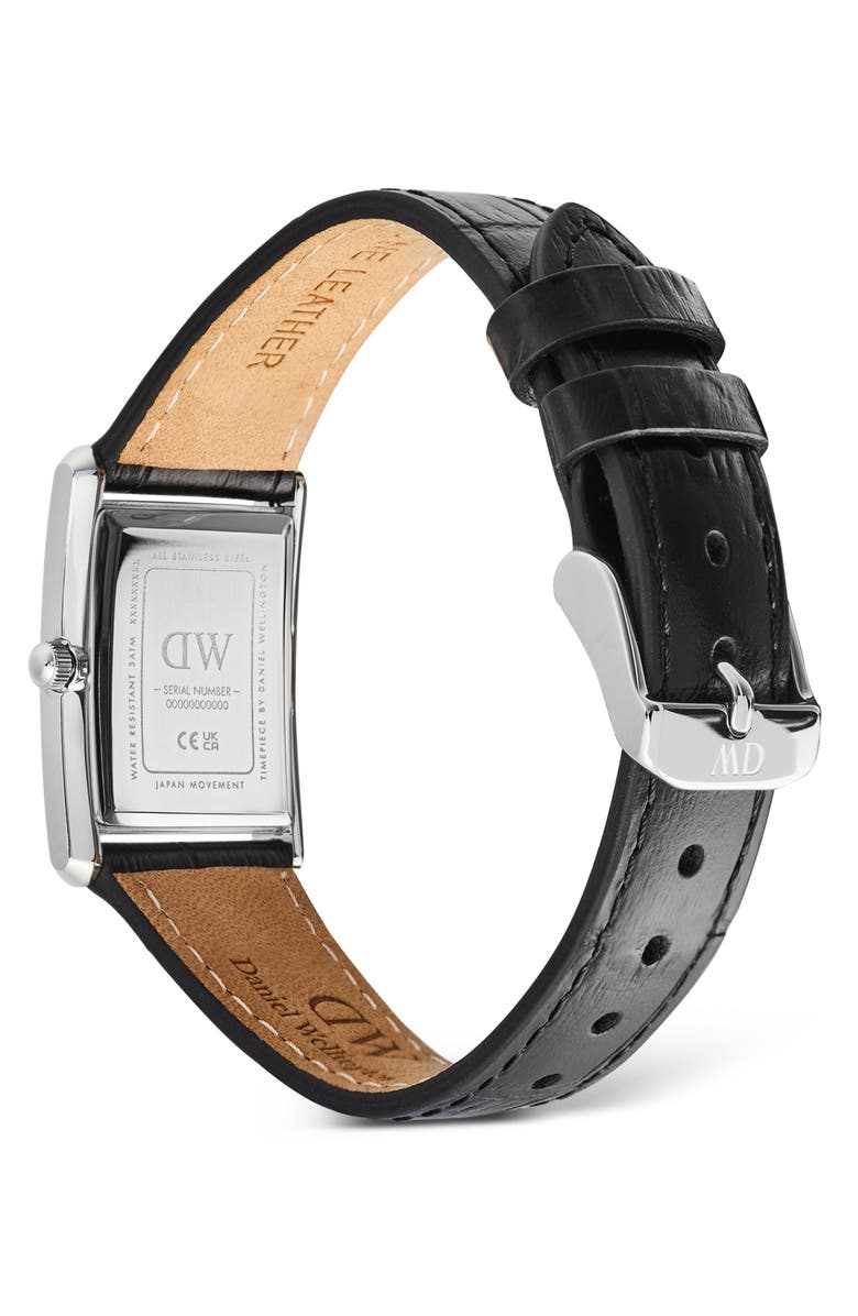 Daniel Wellington Bound Tank Leather Strap Watch, 22mm x 32mm, Alternate, color, Silver-Tone