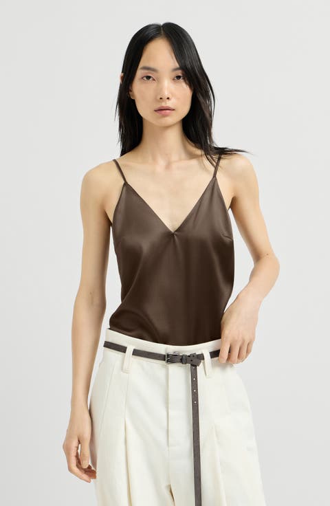 Stretch silk satin camisole