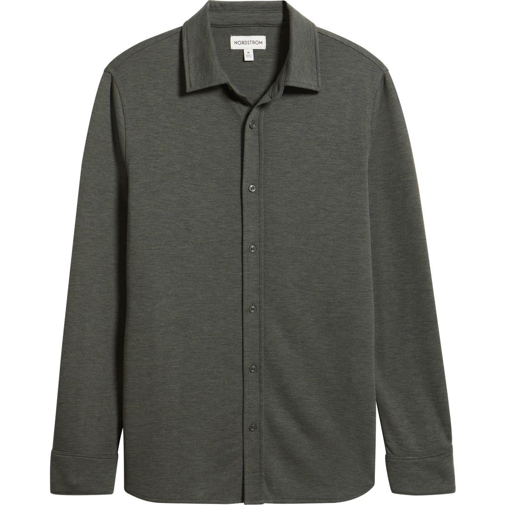 Nordstrom Knit Button-up Shirt In Gray